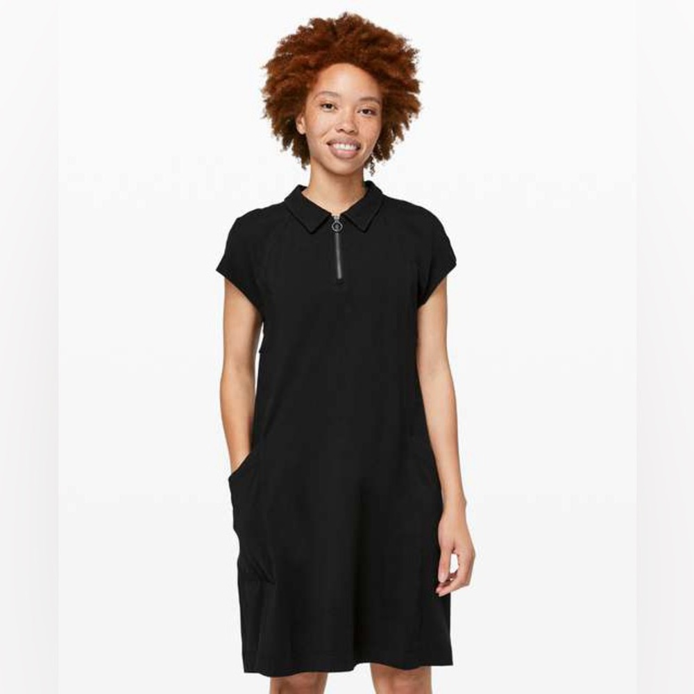 Lululemon Athletica Players Pro-Form Polo Dress Size 6 Black